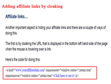 Adding affiliate links by cloaking